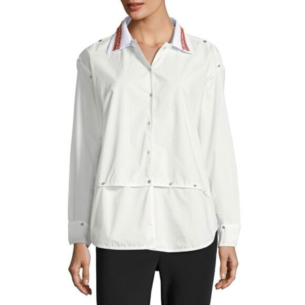 Opening Ceremony Shirt Poplin Transformer Button Down Shirt Top White SZ 4 New